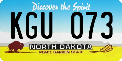 ND license plate KGU073