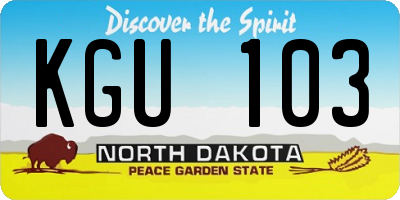 ND license plate KGU103