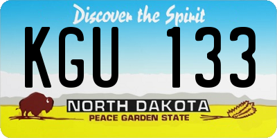 ND license plate KGU133