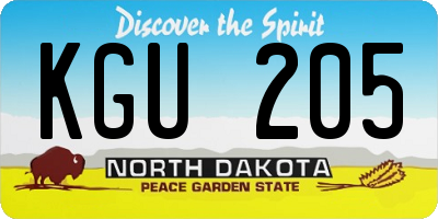 ND license plate KGU205