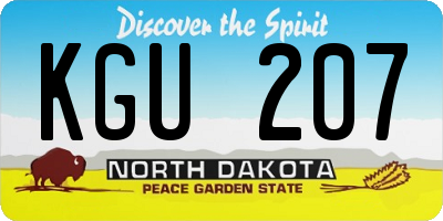 ND license plate KGU207