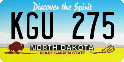 ND license plate KGU275