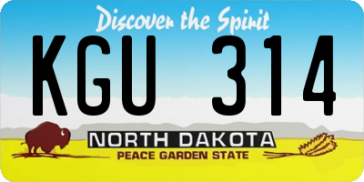 ND license plate KGU314