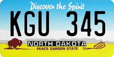 ND license plate KGU345