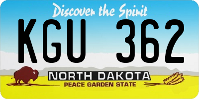 ND license plate KGU362