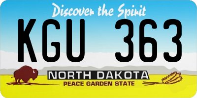 ND license plate KGU363