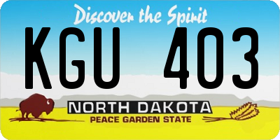 ND license plate KGU403