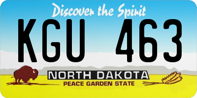 ND license plate KGU463