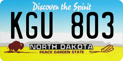 ND license plate KGU803