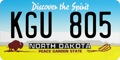 ND license plate KGU805