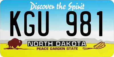 ND license plate KGU981