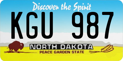 ND license plate KGU987