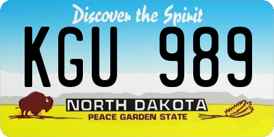 ND license plate KGU989