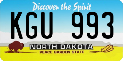 ND license plate KGU993