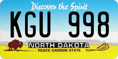 ND license plate KGU998