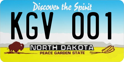 ND license plate KGV001