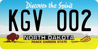 ND license plate KGV002