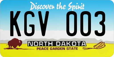 ND license plate KGV003
