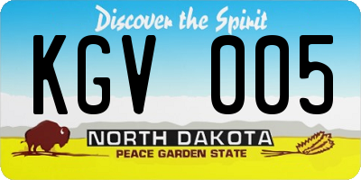 ND license plate KGV005