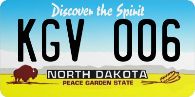 ND license plate KGV006