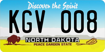 ND license plate KGV008