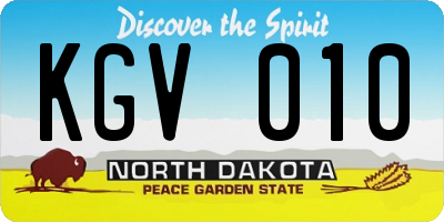 ND license plate KGV010
