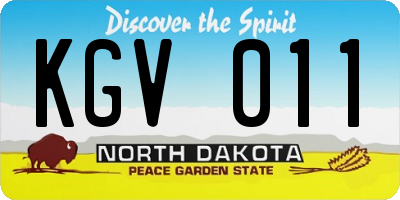 ND license plate KGV011
