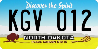 ND license plate KGV012