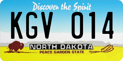 ND license plate KGV014