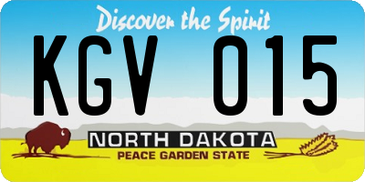 ND license plate KGV015
