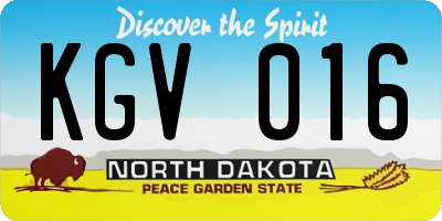 ND license plate KGV016
