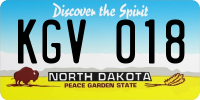 ND license plate KGV018