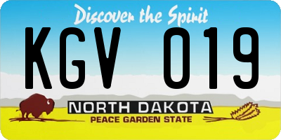 ND license plate KGV019