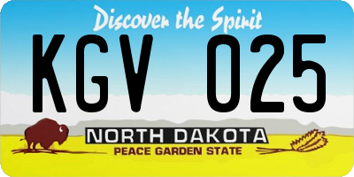 ND license plate KGV025
