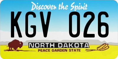 ND license plate KGV026