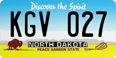 ND license plate KGV027