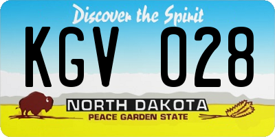 ND license plate KGV028