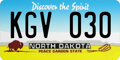 ND license plate KGV030