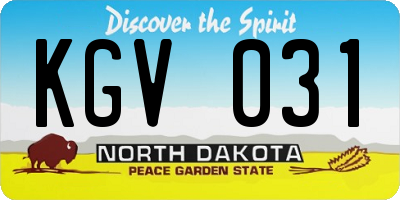 ND license plate KGV031