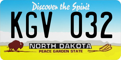 ND license plate KGV032
