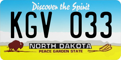 ND license plate KGV033
