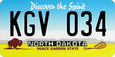 ND license plate KGV034