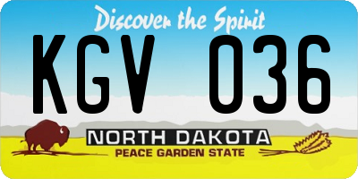ND license plate KGV036