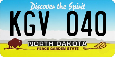 ND license plate KGV040