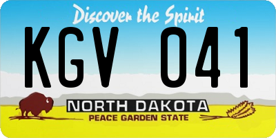 ND license plate KGV041