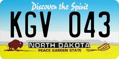 ND license plate KGV043
