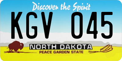 ND license plate KGV045