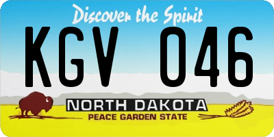 ND license plate KGV046