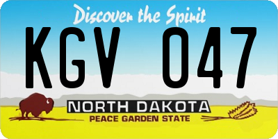 ND license plate KGV047