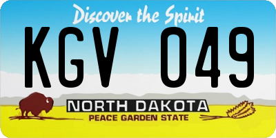 ND license plate KGV049